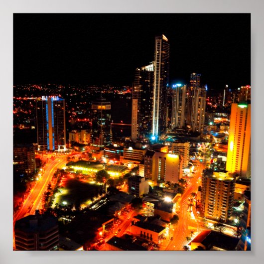 Surfers Paradise Gold Coast Australia City Lights Poster (Vorne)