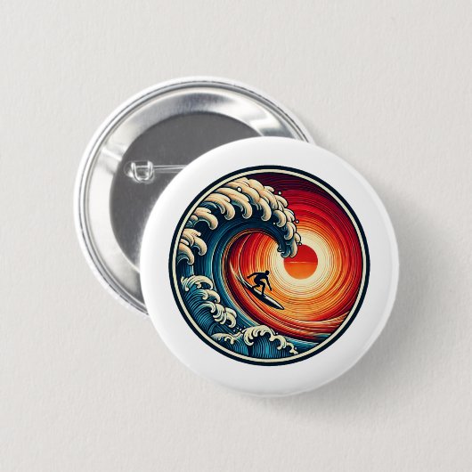 Surfer's Sunset Wave Button (Vorne & Hinten)