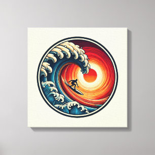 Surfer's Sunset Wave Canvas drucken Leinwanddruck