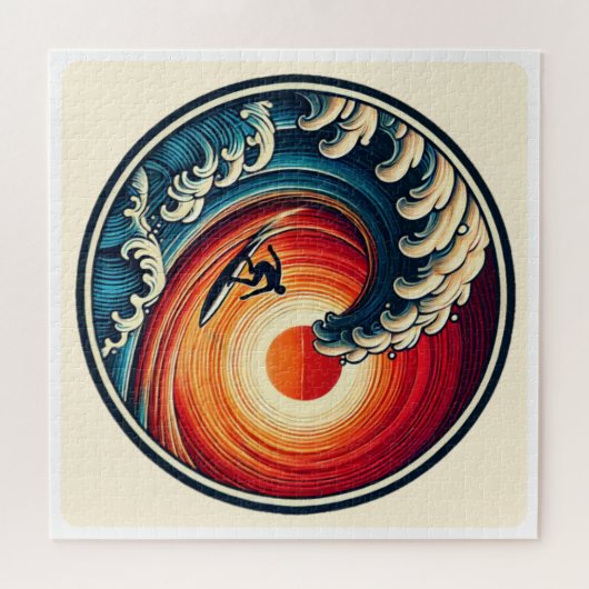 Surfer's Sunset Wave Puzzle (Horizontal)