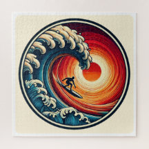 Surfer's Sunset Wave Puzzle