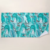 Surfers Wave Paradise & Seagulls Strandtuch (Vorderseite)