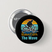 Surffahrer fangen die Wellen Button (Vorne & Hinten)