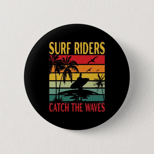 Surffahrer fangen die Wellen Button (Vorderseite)