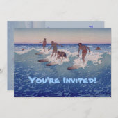 "Surffahrer, Honolulu" - Einladung zum Geburtstag (Vorne/Hinten)