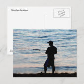 Surffischerei in der Abenddämmerung 6 Postkarte (Vorne/Hinten)