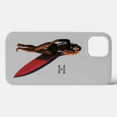 Surffrau am Strand mit ihrem Surfboard URM Case-Mate iPhone Hülle (Rückseite (Horizontal))