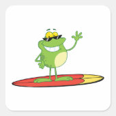Surffrog mit Sonnenbrille Quadratischer Aufkleber (Vorderseite)