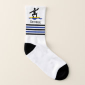 Surfgeschenke, Surfbrett und Streifen Socken (Rechts - Außen)