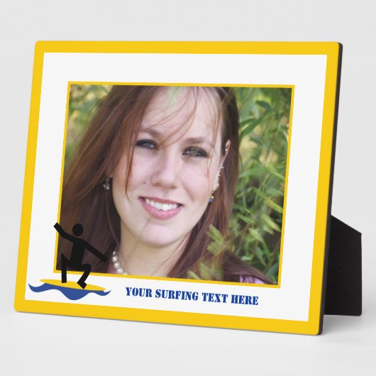 Surfgeschenke, surfen auf seinem Surfbrett nach Ma Fotoplatte (Seite)