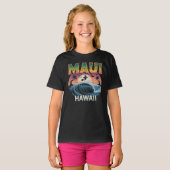 Surfhexe auf Broom Maui Hawaii Halloween T-Shirt (Vorne ganz)