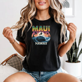 Surfhexe auf Broom Maui Hawaii Halloween T-Shirt