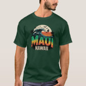 Surfhexe auf Broom Maui Hawaii Halloween T-Shirt (Vorderseite)