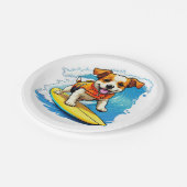 Surfhund Pappteller (Schrägansicht)
