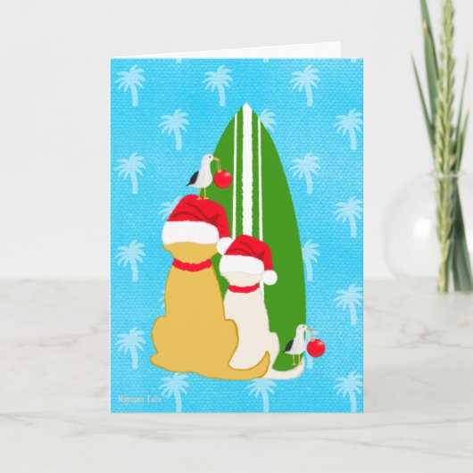 Surfhunde mit Seagulls Weihnachtskarte Dankeskarte (Vorderseite)