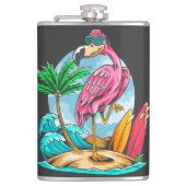 Surfin Flamingo! Flachmann (Vorderseite)
