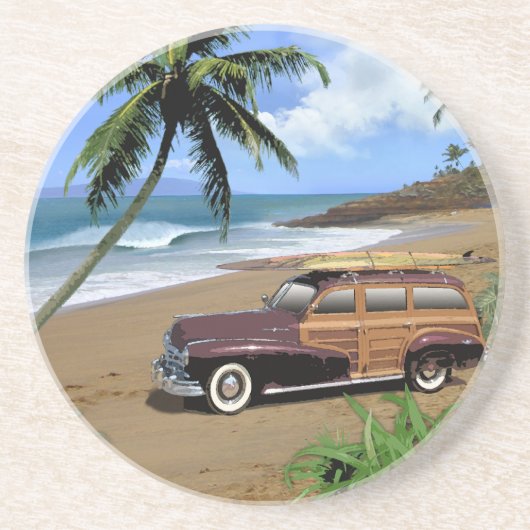 Surfin Hawaii Sandstein Untersetzer (Vorne)