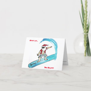Surfin Santa gefaltete Weihnachtskarte Feiertagskarte