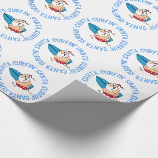 Surfin' Santa Geschenkpapier (Ecke)