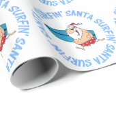 Surfin' Santa Geschenkpapier (Rolleneckpunkt)