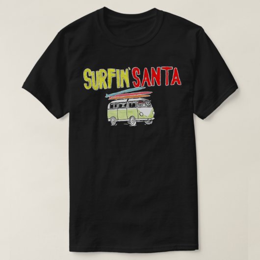 Surfin Santa Surf Rock Christmas Hand T-Shirt (Design vorne)