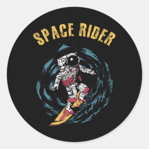 Surfing Astronaut Space Rider Surfer Runder Aufkleber
