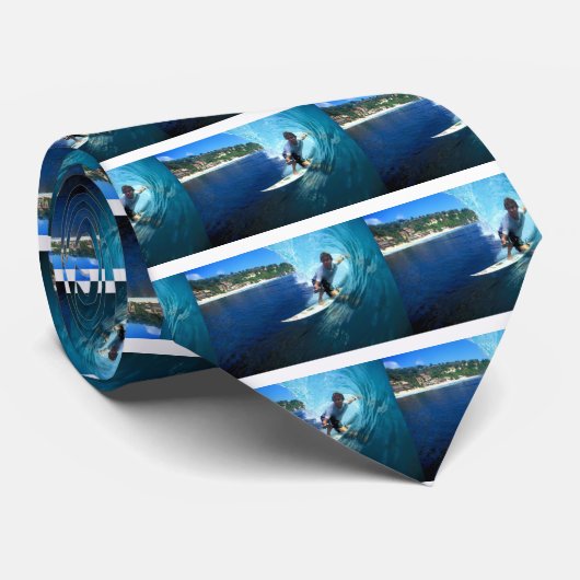 Surfing Bali blauer Wellengang Krawatte (Gerollt)