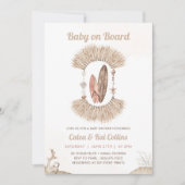 Surfing Beach Boho Baby On Board Baby Shower Einladung (Vorderseite)