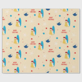 Surfing Beach Dog Christmas Holiday Gift Wrap Geschenkpapier (Flach)