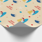 Surfing Beach Dog Christmas Holiday Gift Wrap Geschenkpapier (Ecke)