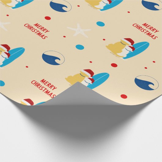 Surfing Beach Dog Christmas Holiday Gift Wrap Geschenkpapier (Ecke)