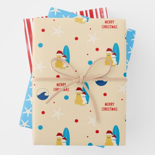 Surfing Beach Hund Weihnachtsgeschenk Wrap Set von Geschenkpapier Set (Beispiel)