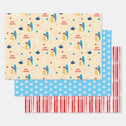 Surfing Beach Hund Weihnachtsgeschenk Wrap Set von Geschenkpapier Set (Set)