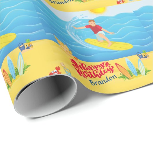 Surfing Birthday     Geschenkpapier (Rolleneckpunkt)