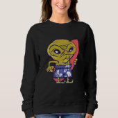 surfing board alien space aliens ufo sweatshirt (Vorderseite)