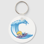 Surfing Boy Blue Wave Keychain Schlüsselanhänger (Vorderseite)