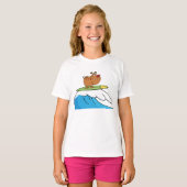 Surfing Bulldog Funny Dog T - Shirt (Vorne ganz)