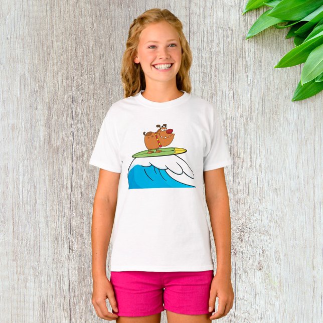 Surfing Bulldog Funny Dog T - Shirt (Von Creator hochgeladen)