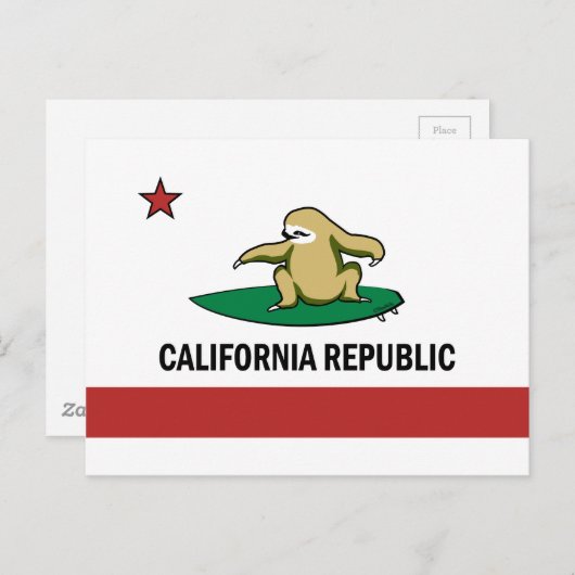 Surfing Cali Sloth Postkarte (Vorne/Hinten)