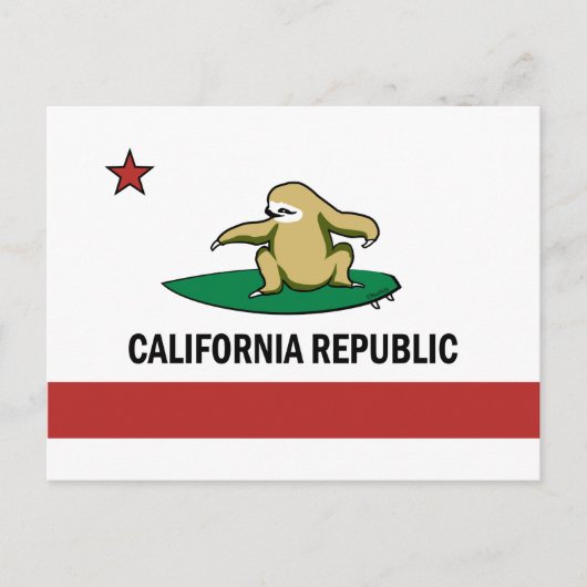 Surfing Cali Sloth Postkarte (Vorderseite)