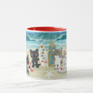 Surfing Cats on the beach Tasse