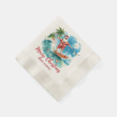 Surfing Christmas in Hawaii with Santa Claus  Serviette (Ecke)
