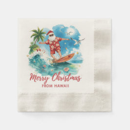 Surfing Christmas in Hawaii with Santa Claus Serviette