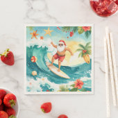 Surfing Christmas in Hawaii with Santa Claus Serviette (Beispiel)