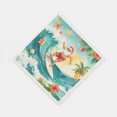 Surfing Christmas in Hawaii with Santa Claus Serviette (Ecke)