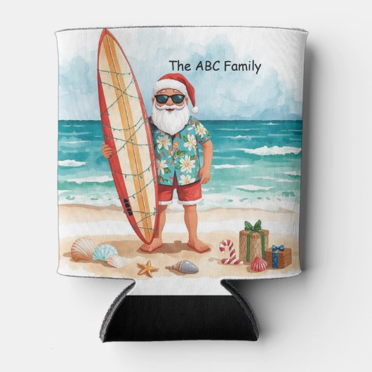 Surfing Christmas in July with SANTA CLAUS Dosenkühler (Vorderseite)