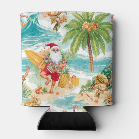 Surfing Christmas in July with SANTA CLAUS Dosenkühler (Rückseite)