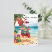 Surfing Christmas in July with SANTA CLAUS Postkarte (Stehend Vorderseite)