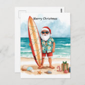 Surfing Christmas in July with SANTA CLAUS   Postkarte (Vorne/Hinten)