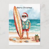Surfing Christmas in July with SANTA CLAUS   Postkarte (Vorderseite)